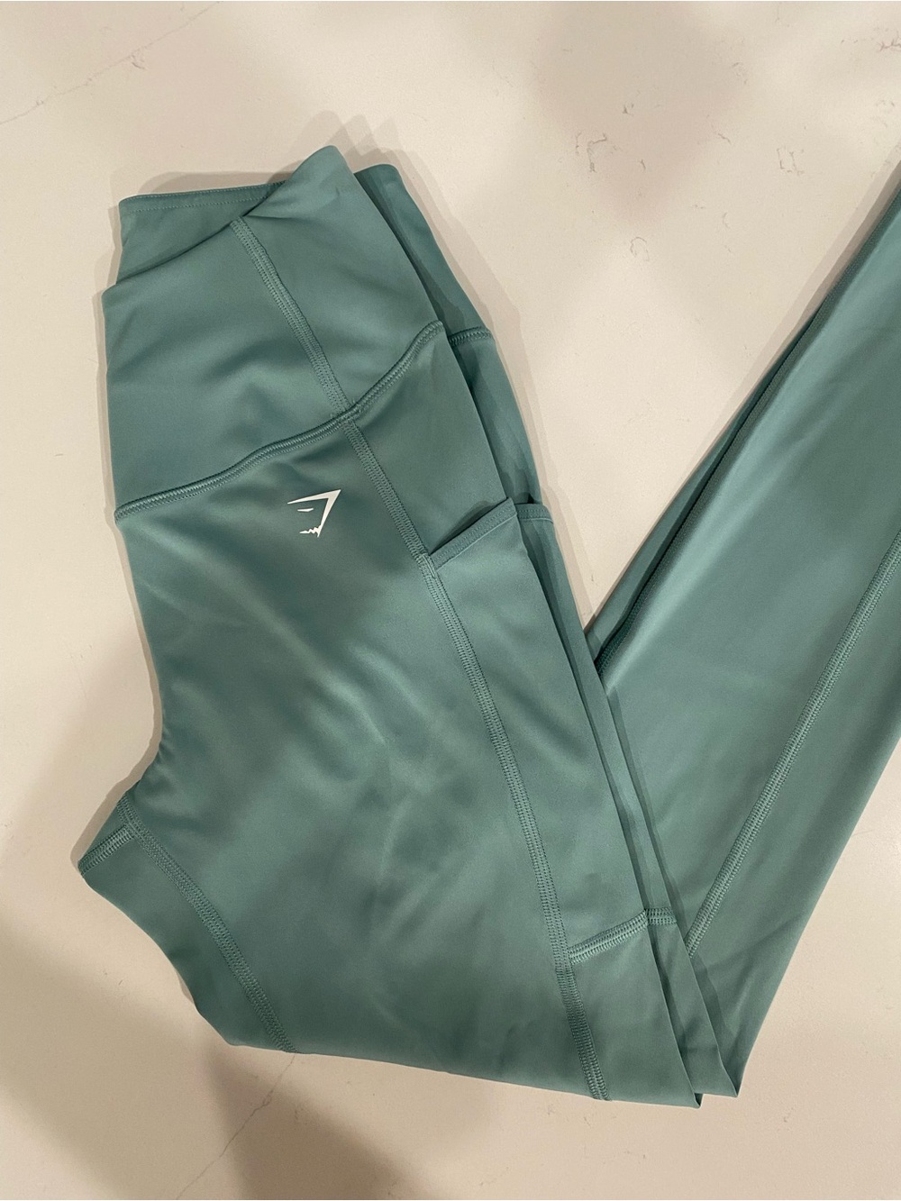 Gymshark High-Rise Leggings with Side Pocket in Teal Green